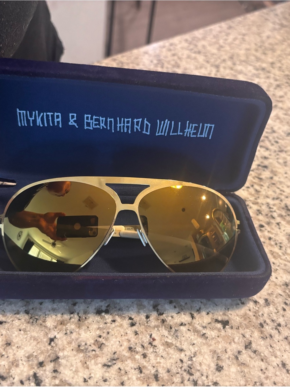 Authentic Mykita & Bernhard Willhelm Gold Mirrored Aviator Sunglasses vintage